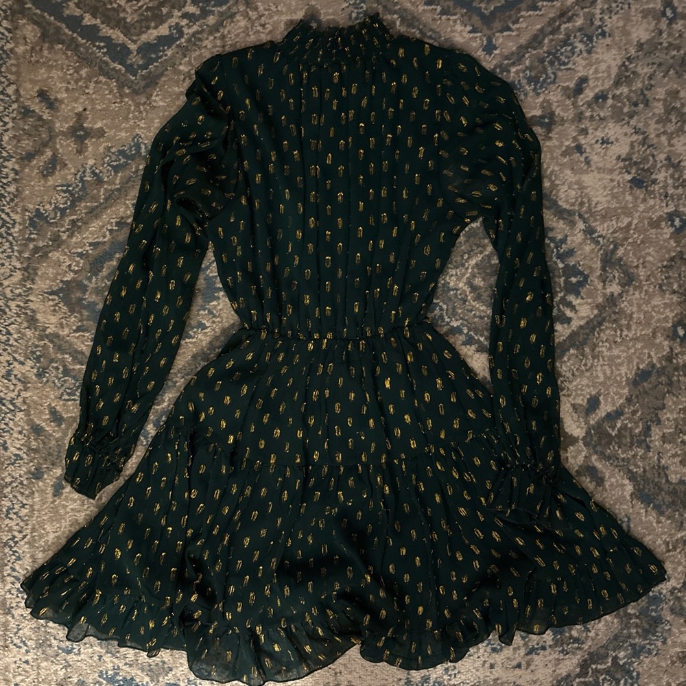 Chic Long Sleeve Dress with Gold Accents